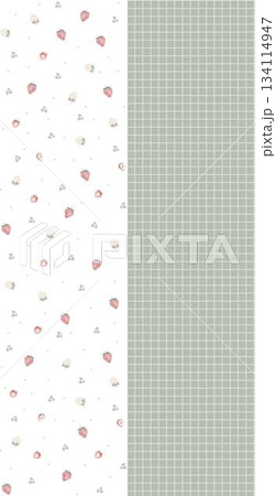 Assorted floral geometric and heart pattern panel designs in soft pastel colors 134114947