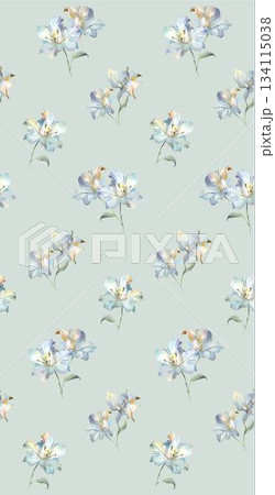 Assorted floral geometric and heart pattern panel designs in soft pastel colors 134115038
