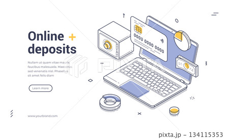 Online Deposits And Digital Banking Isometric Banner Vector Illustration Online Deposits And Digital Banking Isometric Banner Vector Illustration 134115353