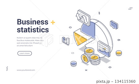 Business Statistics And Financial Data Analysis Modern Isometric Banner Vector Web Illustration Business Statistics And Financial Data Analysis Modern Isometric Banner Vector Web Illustration 134115360
