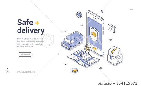 Safe Delivery And Order Tracking Service...のイラスト素材 [134115372] - PIXTA