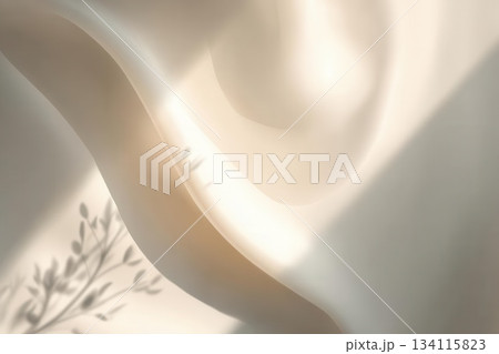 Elegant Fabric with Plant Shadow, Light and Texture 134115823