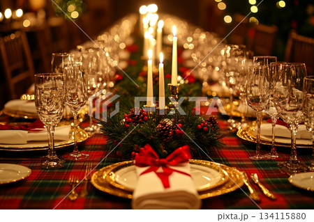Ralph Lauren Style Christmas Table with Vintage Decor and Tools. AI Ralph Lauren Style Christmas Table with Vintage Decor and Tools. AI 134115880