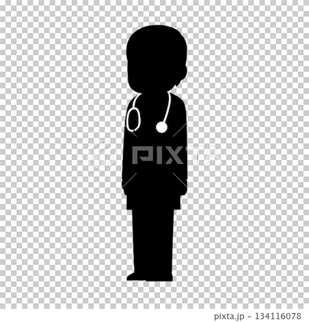 Male doctor standing diagonally, medical illustration (black silhouette) Male doctor standing diagonally, medical illustration (black silhouette) 134116078