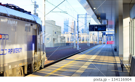 Warsaw, Poland. 28 November 2025. Platform view at Warszawa Zachodnia railway station. Warsaw, Poland. 28 November 2025. Platform view at Warszawa Zachodnia railway station. 134116904