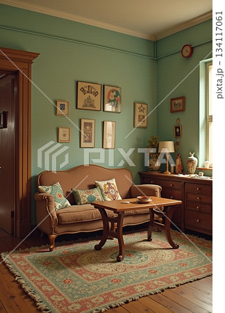 AI generated Relaxing and comfy vintage space designed specifically for reading AI generated Relaxing and comfy vintage space designed specifically for reading 134117061