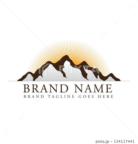 Snow covered mountains with sunrise 134117441