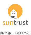 House with sun and trustful hand 134117528