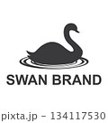 Elegant swan logo with water waves 134117530