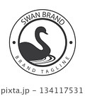 Circular swan logo with water waves 134117531