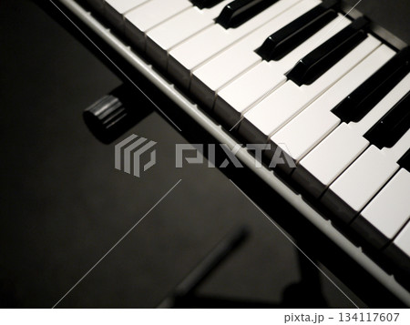 Digital Piano Keyboard Close-Up with Black and White Keys Digital Piano Keyboard Close-Up with Black and White Keys 134117607