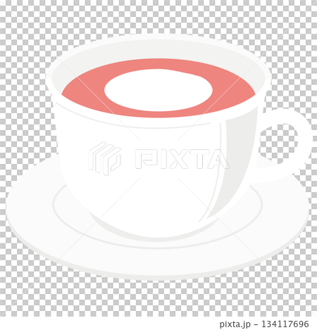 Strawberry latte in a mug 134117696