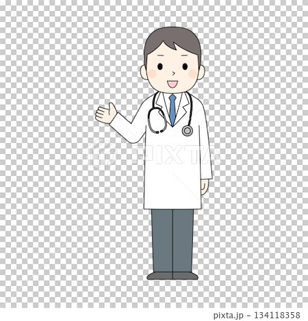 Illustration of a male doctor guiding (color) 134118358