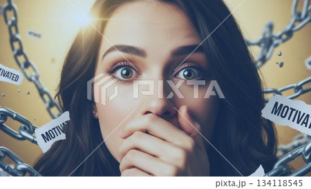 空色の光の中の驚いた女性 空色の光の中の驚いた女性 134118545