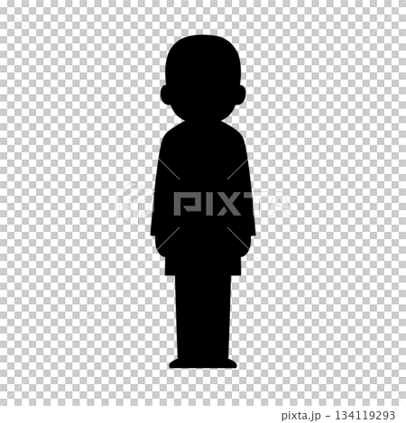 白衣の男性 正面立ち姿・医療職キャラクター（黒いシルエット） 134119293