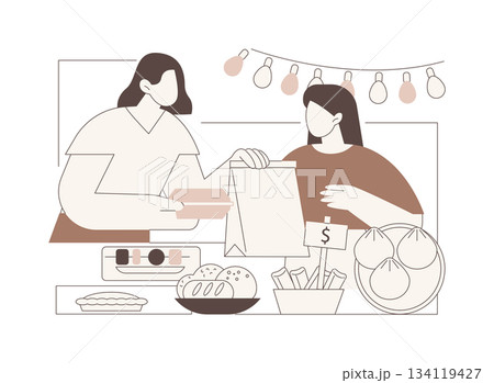Food stall isolated cartoon vector illustrations. Food stall isolated cartoon vector illustrations. 134119427