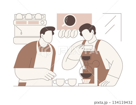 Barista training isolated cartoon vector illustrations. 134119432