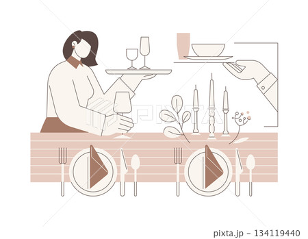Table setting isolated cartoon vector illustrations. 134119440