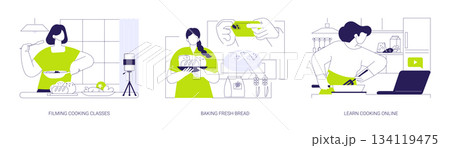 Learn cooking isolated cartoon vector illustrations se Learn cooking isolated cartoon vector illustrations se 134119475