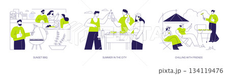 Outdoor BBQ isolated cartoon vector illustrations se Outdoor BBQ isolated cartoon vector illustrations se 134119476