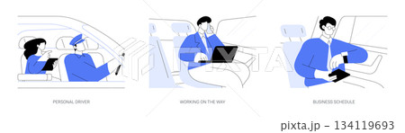 Business travel by car abstract concept vector illustrations. 134119693