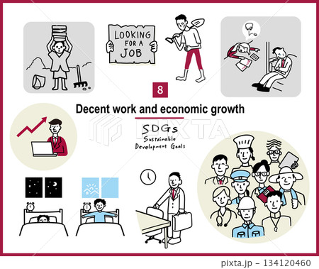 SDGsのイメージイラスト GOAL8 134120460