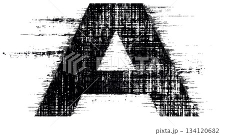 A bold letter A appears in a glitchy design, reflecting a serious hacker theme with thin font and distorted visual effects A bold letter A appears in a glitchy design, reflecting a serious hacker theme with thin font and distorted visual effects 134120682