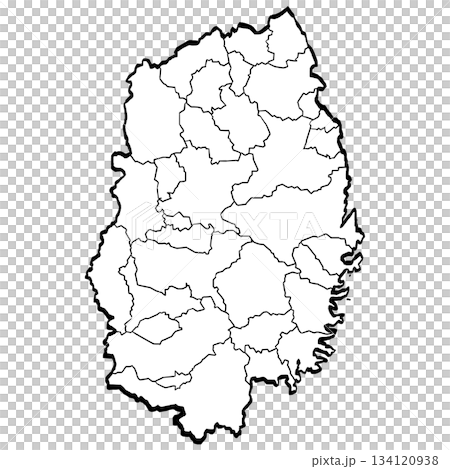 岩手縣地圖 - 市町村劃分(筆觸簡版) 岩手縣地圖 - 市町村劃分(筆觸簡版) 134120938