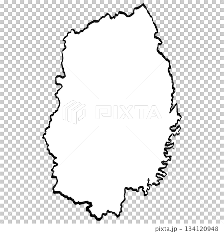 岩手県地図のイラスト （筆タッチ） シンプル 134120948