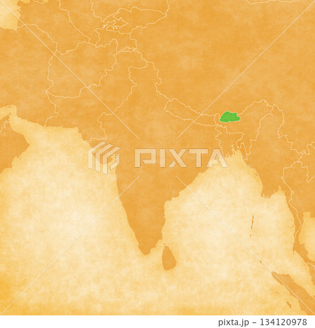 Ocher map of South Asia - Bhutan Ocher map of South Asia - Bhutan 134120978