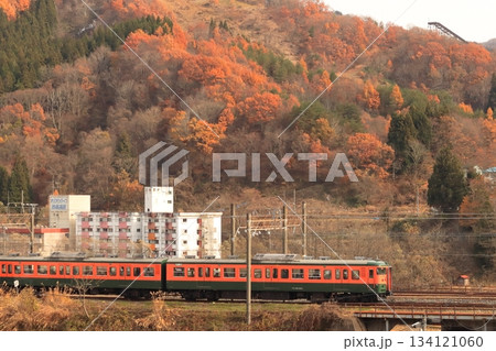 廃墟群が立ち並ぶ妙高高原駅に到着するしなの鉄道115系電車の臨時列車_2025/11/23撮影 134121060
