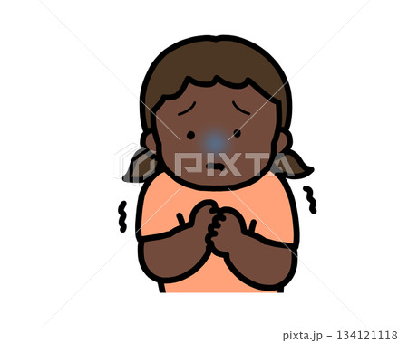 怖がる 黒人の女の子 怖がる 黒人の女の子 134121118