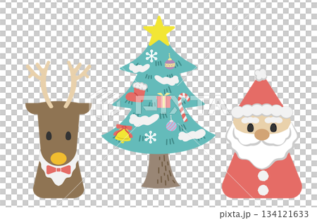 Cute Christmas illustrations (Santa, reindeer, tree) Cute Christmas illustrations (Santa, reindeer, tree) 134121633