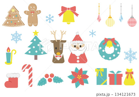 クリスマスのかわいいイラストセット 134121673