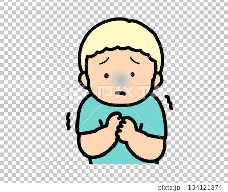 Scared blond boy Scared blond boy 134121874