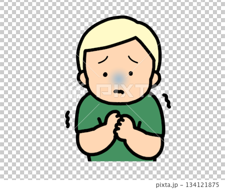 Scared blond boy Scared blond boy 134121875