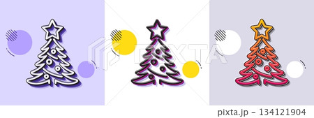 Christmas tree present line icon. Halftone dotted pattern. Gradient icon with grain shadow. New year spruce sign. Fir-tree symbol. Line christmas tree icon. Various designs. Vector Christmas tree present line icon. Halftone dotted pattern. Gradient icon with grain shadow. New year spruce sign. Fir-tree symbol. Line christmas tree icon. Various designs. Vector 134121904