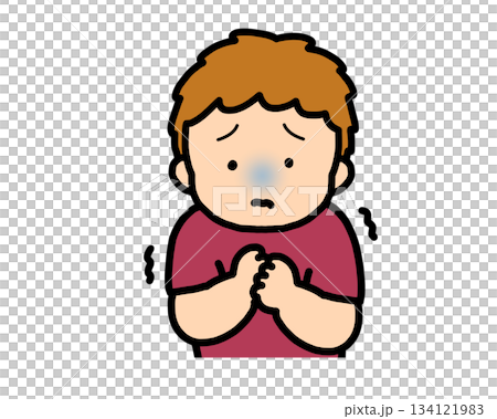 Scared brown-haired boy 134121983