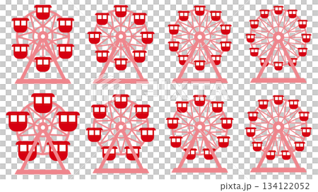 一組各種形狀的摩天輪圖示向量插圖 134122052