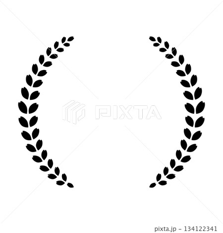 月桂樹風フレーム　ランキング　黒色　シンプル　ベクターpng透明 134122341