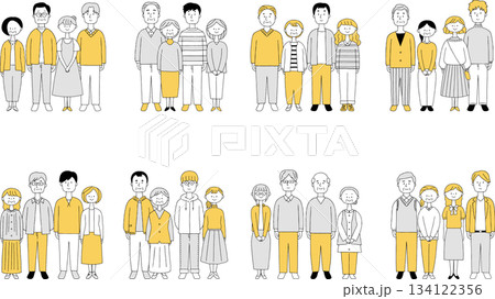 2世代家族セット子どもなし単色 134122356