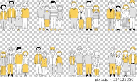 2世代家族セット子どもなし単色 134122356