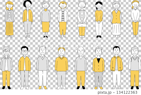 老年男女全身單色套裝 134122363