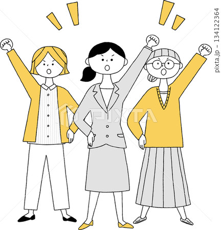 団結する女性たち単色 134122364