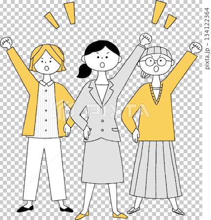 団結する女性たち単色 134122364