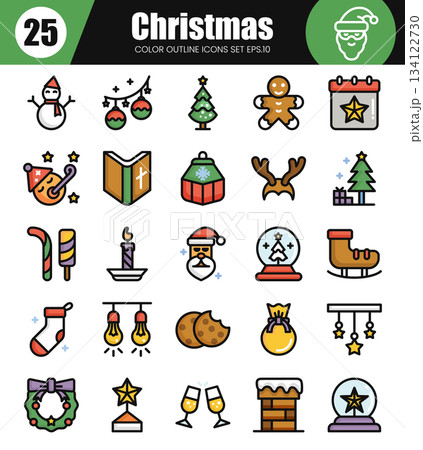 Christmas Filled outline icons set.Vector illustration. Christmas Filled outline icons set.Vector illustration. 134122730