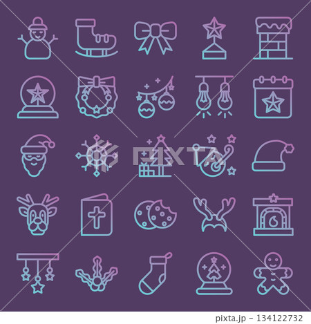Christmas Gradient Outline Icons Set. Vector Illustration Christmas Gradient Outline Icons Set. Vector Illustration 134122732