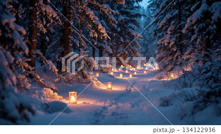 キャンドルライトと雪景色 キャンドルライトと雪景色 134122936