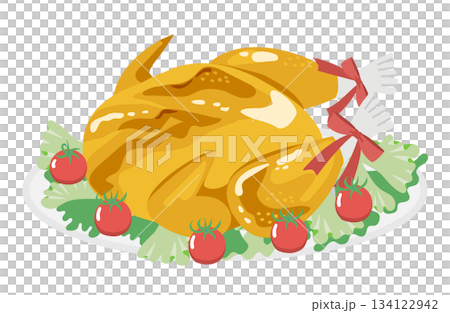 Illustration of a roasted chicken (turkey) Illustration of a roasted chicken (turkey) 134122942
