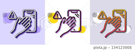 Dont touch phone line icon. Halftone dotted pattern. Gradient icon with grain shadow. Hand warning sign. Hygiene notification symbol. Line dont touch icon. Various designs. Vector Dont touch phone line icon. Halftone dotted pattern. Gradient icon with grain shadow. Hand warning sign. Hygiene notification symbol. Line dont touch icon. Various designs. Vector 134123008